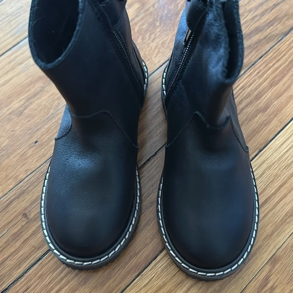 Zara kids girls leather zip boots black 25 - 9